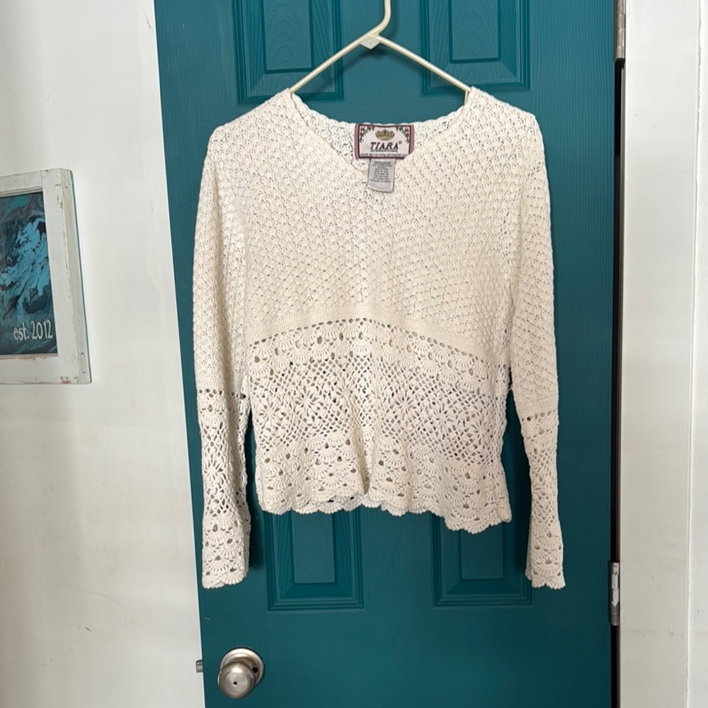 Vintage crochet cotton blend women’s Sweater - M
